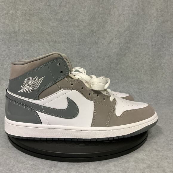 Nike Jordan 1 Mid SE White Medium Grey Cool Grey HF3216-100 Men's Size 10 - Picture 1 of 6